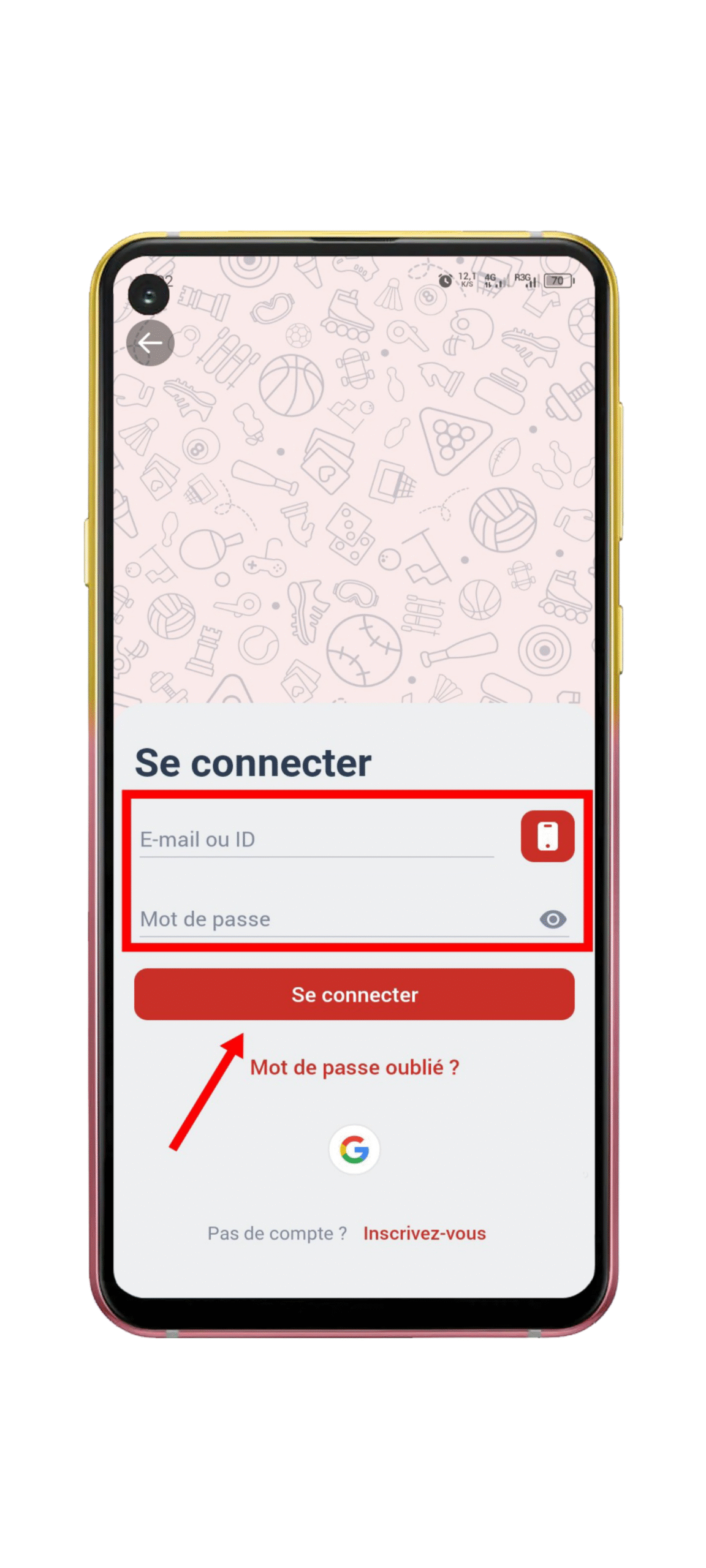 Renseignez vos identifiants de connexion Megapari